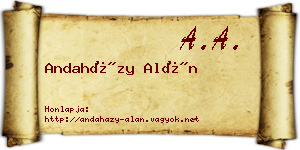 Andaházy Alán névjegykártya